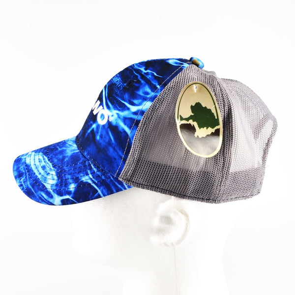 Plano Fishing Outdoors Snap-Back Trucker Hat - Baseball Cap Blue/Gray Adjustable