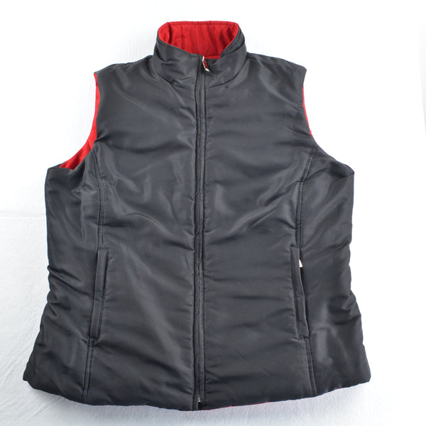 Womens Puffer Vest Reversible Red Black - Jones New York Quilted Size Medium