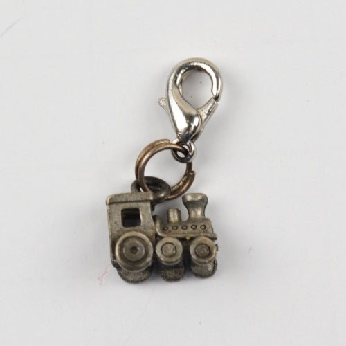 Vintage Train Charm, Locomotive Bracelet Charm Silver Tone Pendant