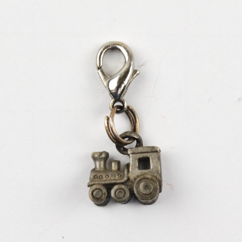 Vintage Train Charm, Locomotive Bracelet Charm Silver Tone Pendant