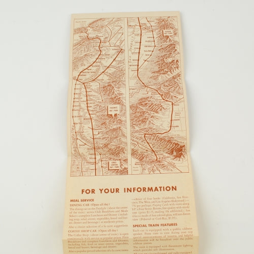 Vintage Southern Pacific Daylight Trip Schedule, Sacramento San Joaquin CA 1948