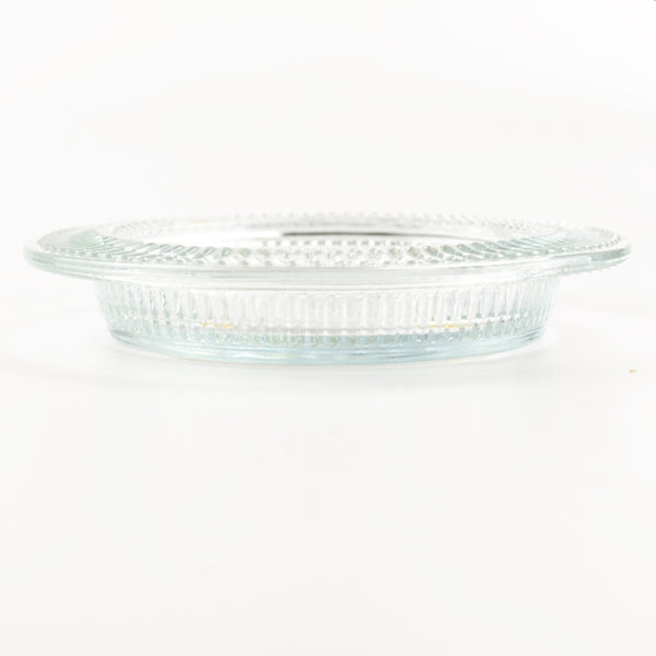 Vintage Ribbed Glass Wine Coaster / Ashtray - Clear - Open 4.5"