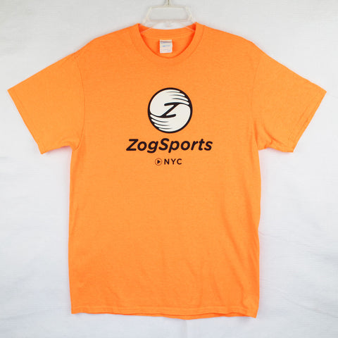 Zog Sports NYC  T Shirt Mens Size Large - Orange Graphic Tee - Go Play or Go Home
