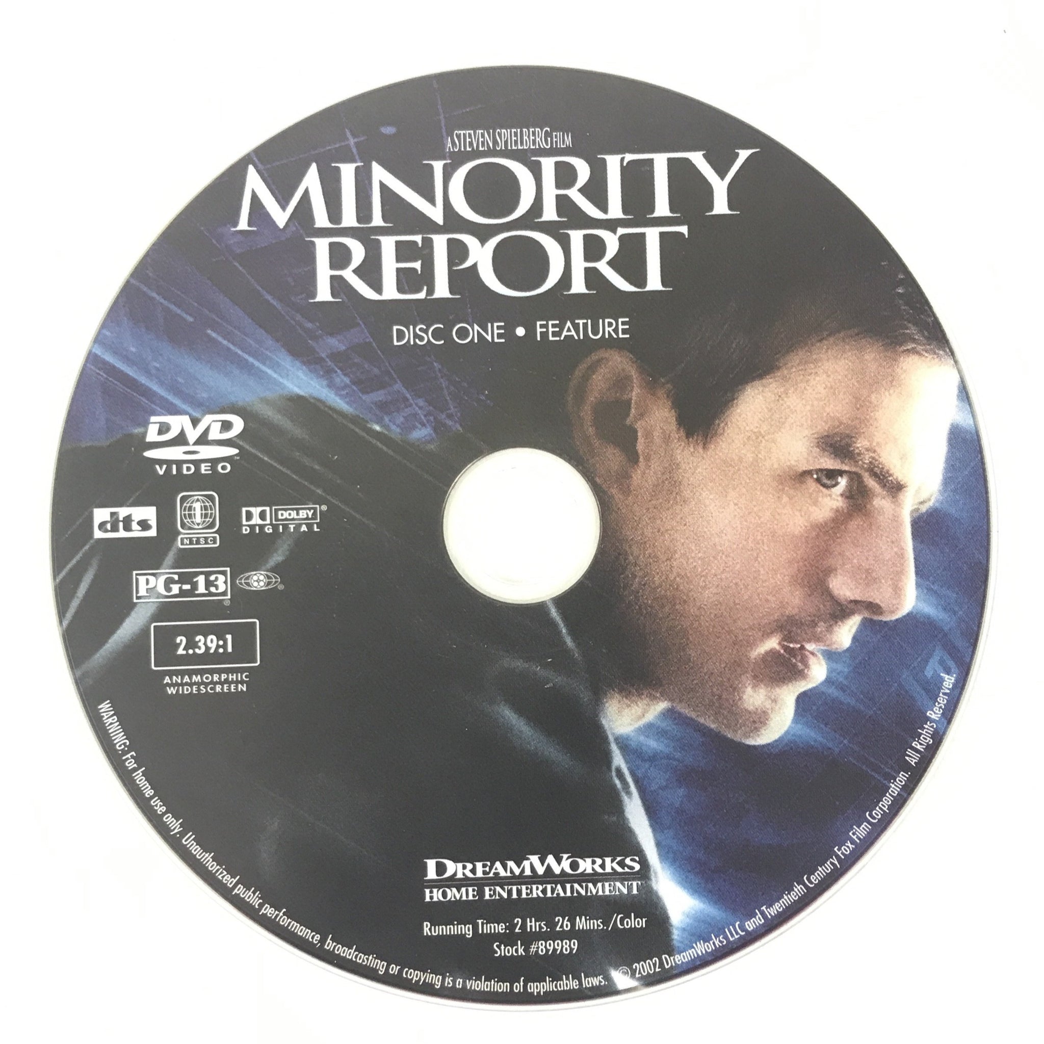 Minority Report (DVD, Widescreen) Tom Cruise - DISC ONLY