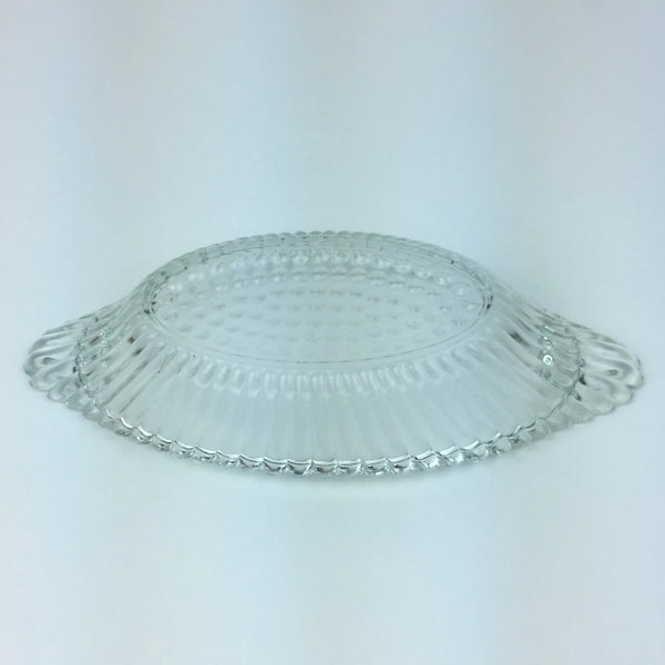 Clear Glass Hobnail Candy / Nut / Relish Dish - Beaded Ribbed - 9" Oval