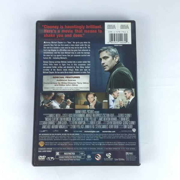 Michael Clayton (DVD, 2007, Full Screen) George Clooney, Tom Wilkinson
