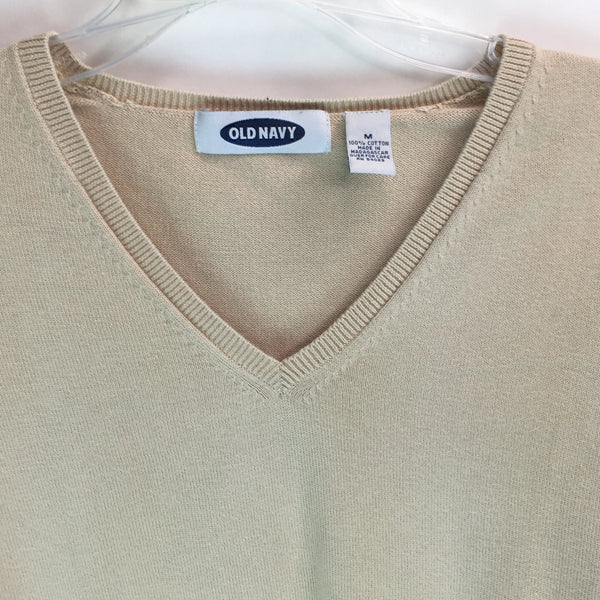 Old Navy Womens Sweater - Tan V-neck - Size Medium - Pull-over