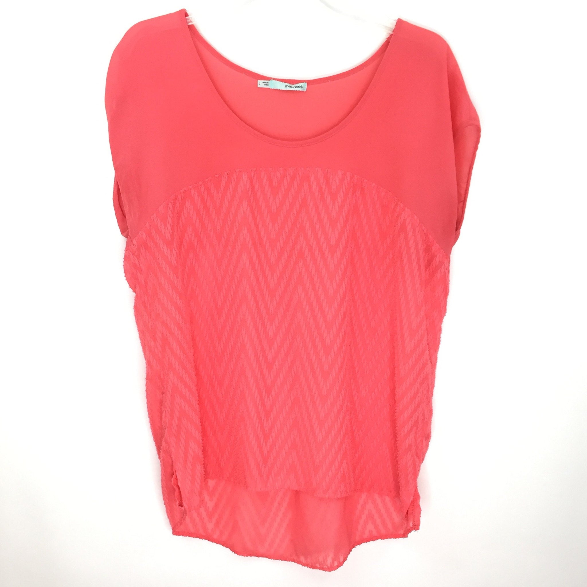 Maurices Womens Top Blouse - Solid Coral / Peach - Size Large
