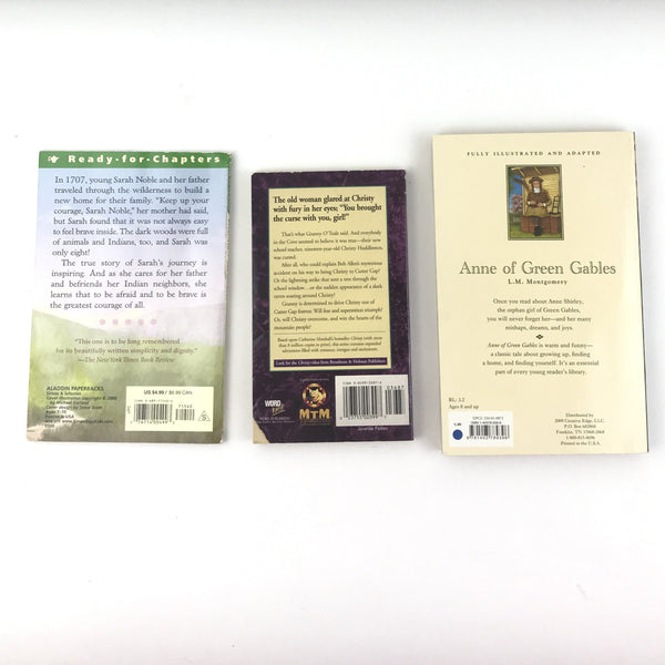Lot of 3 Girl Books - Anne Of Green Gables - Sarah Noble - Christy