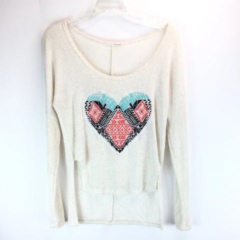 Papaya Womens Sweater  High-Low - Heart Design - Size Small