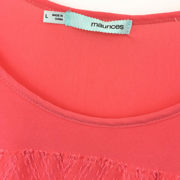 Maurices Womens Top Blouse - Solid Coral / Peach - Size Large