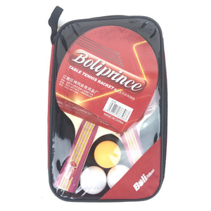 Boliprince Table Tennis Racket Set - 2 Ping Pong Paddles, 3 Balls in Zip Case - NEW