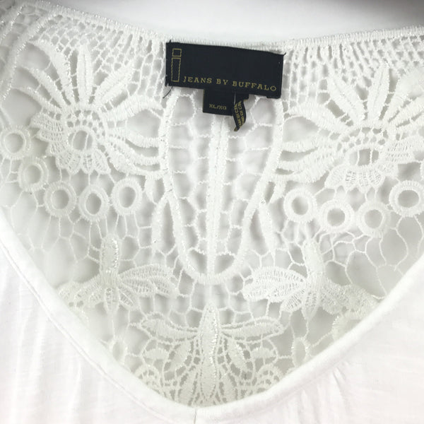 iJeans By Buffalo Womens Lace Knit Top - White Tempest - Size XL