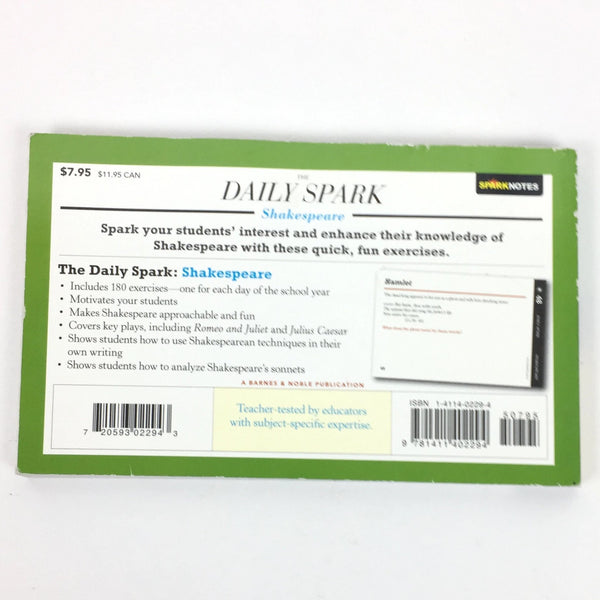 Daily Spark: Shakespeare - 180 Lessons by Spark Notes - Homeschool