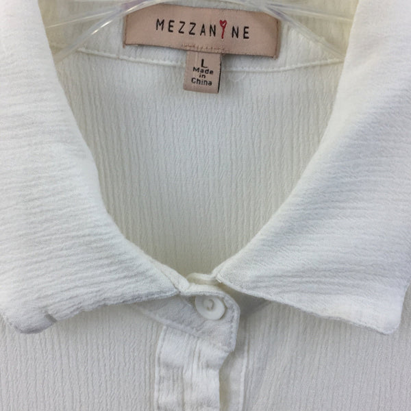 Mezzanine Womens Top - Off White - Shortsleeved - Size Large