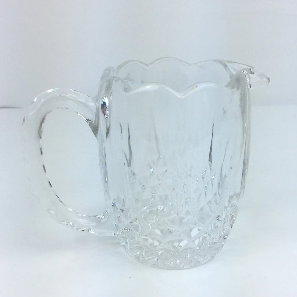 VINTAGE CRYSTAL ( LOOKING ) CREAMER MEASURING CUP CUT GLASS ETCHED CLEAR