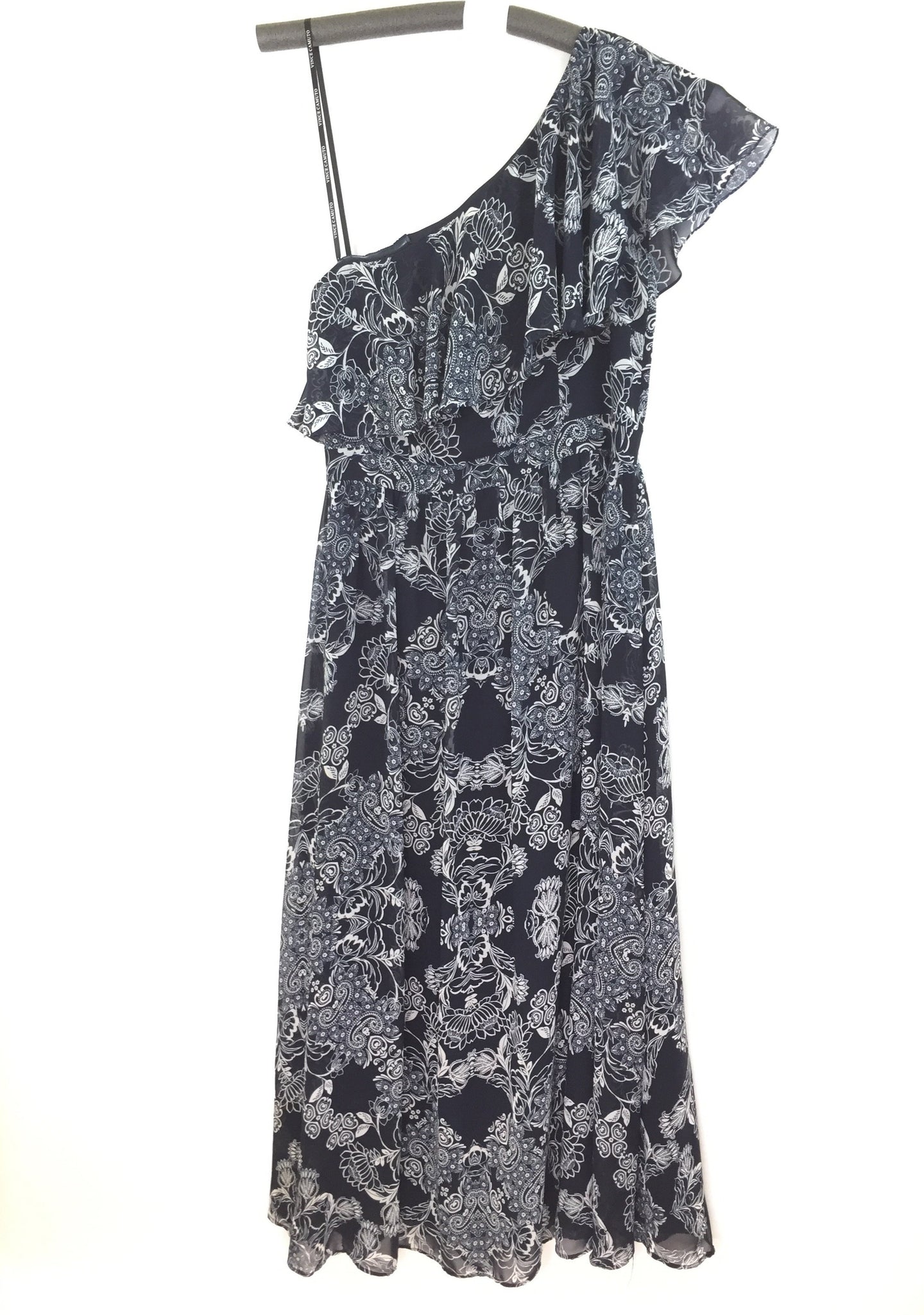 Vince Canute Womens Maxi Dress - Off One Shoulder - Navy Blue Floral - Size 12