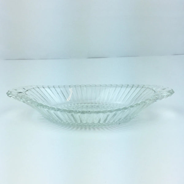 Clear Glass Hobnail Candy / Nut / Relish Dish - Beaded Ribbed - 9" Oval