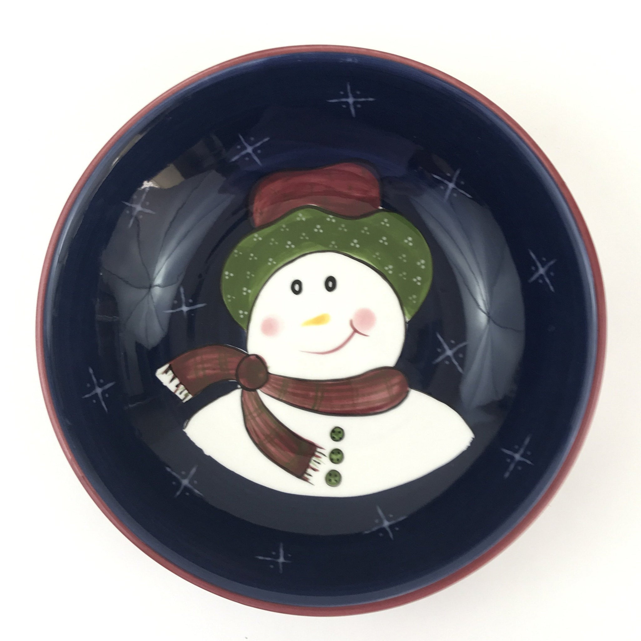 Christmas Cookie Dish Bowl - Christmas Twilight Collection Snowman - 8"