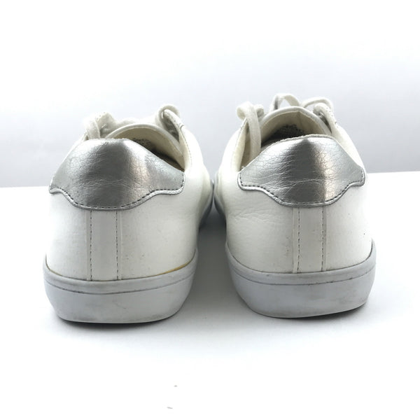 Old Navy Womens Court Sneakers White Silver Metallic Heel - Size 9 - Lace-Up