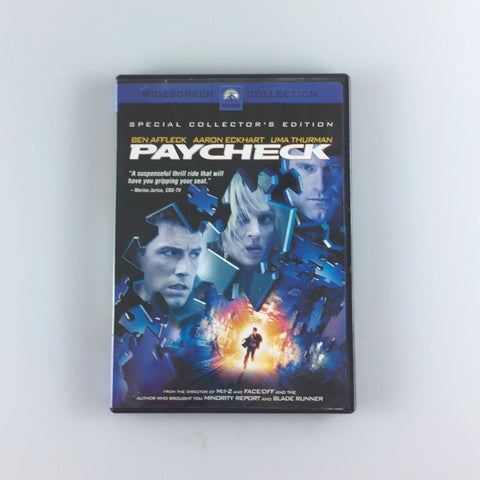 Paycheck (DVD, 2004, Widescreen) Ben Affleck, Uma Thurman, Aaron Eckhart