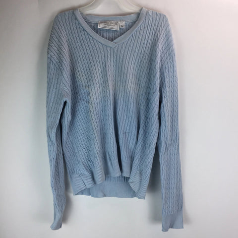 United States Sweaters Womens -  Size Large - Light Blue Cable Knit Sweater - V-neck