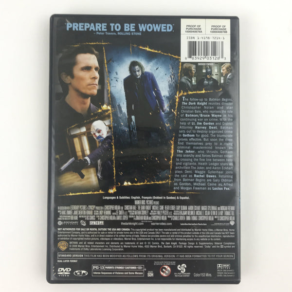 The Dark Knight (DVD, Fullscreen) Christian Bale, Michael Kane
