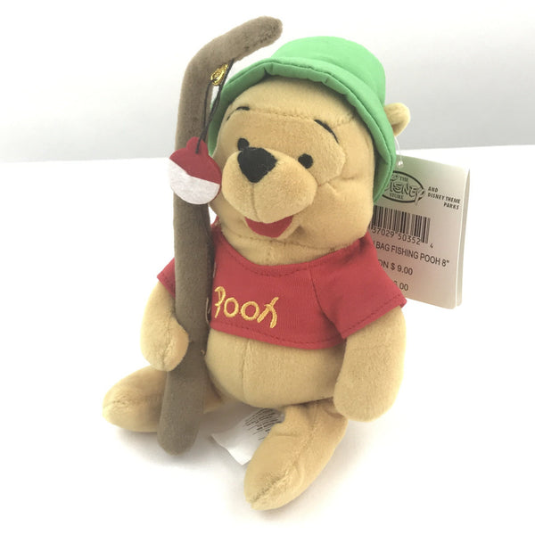 Disney Store Winnie the Pooh - 8” Fishing Pooh - Fisherman - Bean Bag Push - NEW