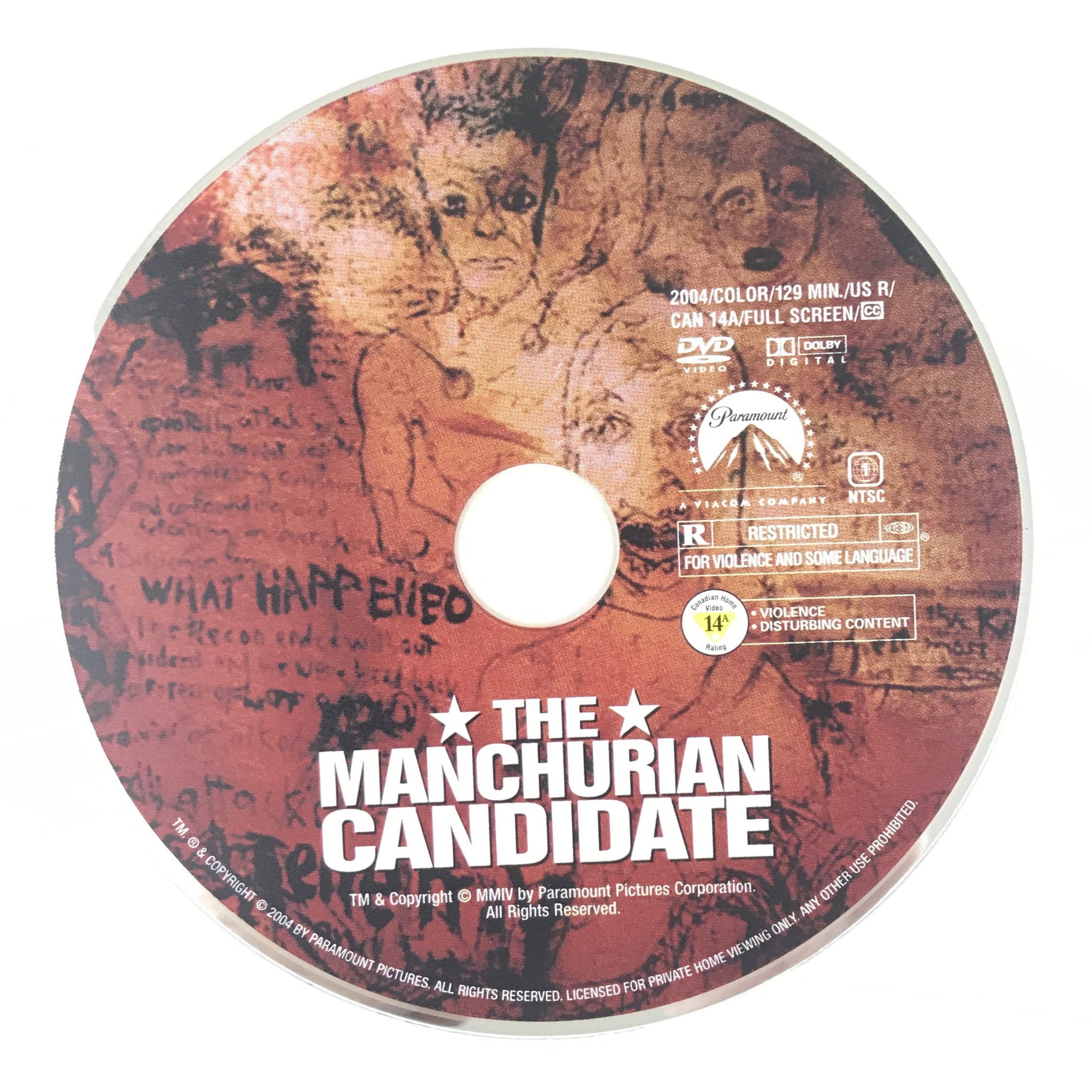 The Manchurian Candidate (DVD, Fullscreen) Denzel Washington - DISC ONLY